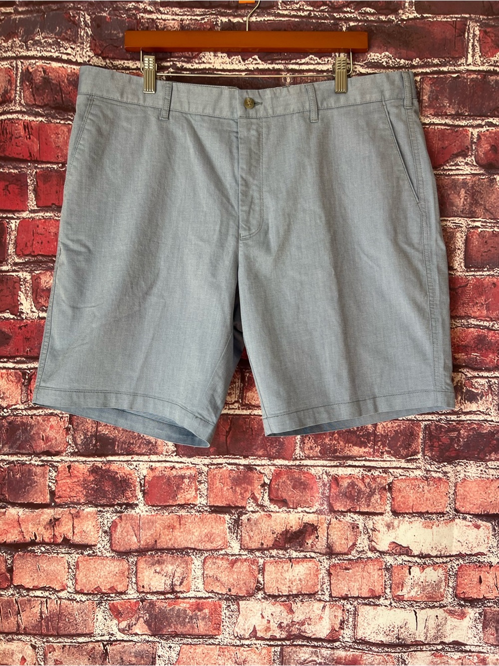 Peter Millar Mens Flat Front Chino Performance Golf Shorts Light Blue 38